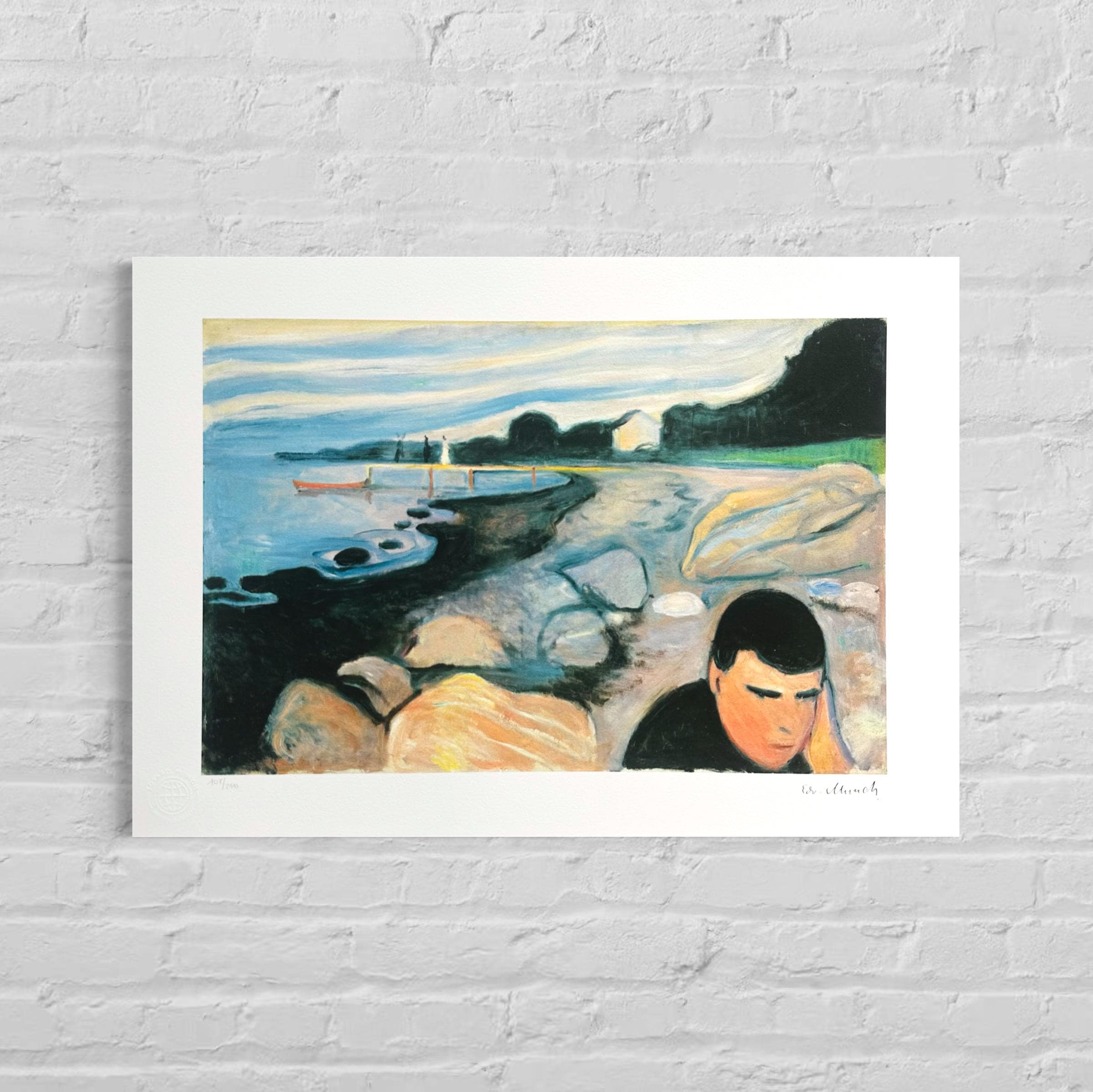 Genummerde editie EDVARD MUNCH "Melancholy" Gesigneerd - Certificaat - Limited lithografie - Noorse kunstenaar - after